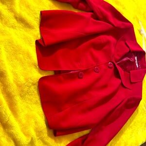 Red two piece suit Jones Studio. Jacket size 18W Skirt size 20W pleated bottom.